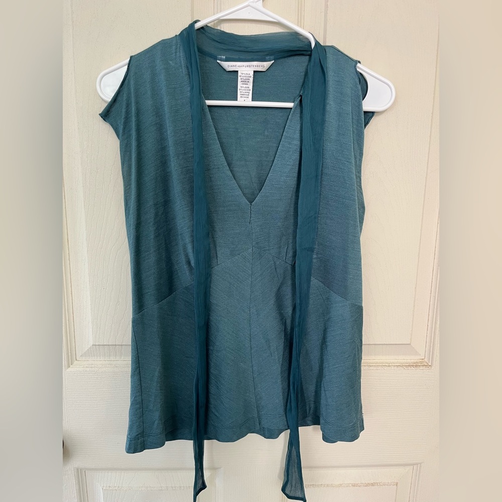 diane von furstenberg sleeveless tank top blue petite
